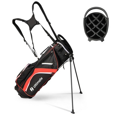 Tangkula 14-Way Top Divider Golf Bag with Stand Lightweight Golf Stand Bag with Dual Shoulder Straps Blue/Grey/Red