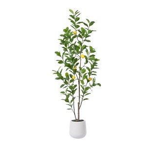 Kazeila Artificial Plastic Lemon Tree in Pot, Pre Potted Faux Lemon Tree With Realistic fruits Perfect for Home Decor Outdoor - 1 of 4