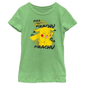 Girl's Pokemon Pikachu Laughing T-Shirt - 1 of 4