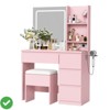 Makeup Vanity Desk w/Lighted Mirror, Dressing Table Set with 4 Drawers Power Outlet Storage Stool Storage Shelves - 4 of 4