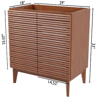 Calandre Walnut 30" Modern Farmhouse Slat Bath Vanity Cabinet