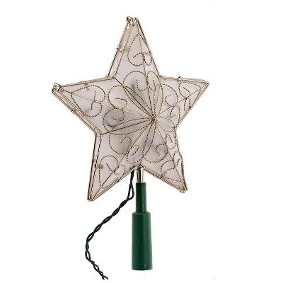Kurt Adler 10 Light Indoor UL Star Treetop - Fits Perfectly On Christmas Tree Silver Trimming Pattern