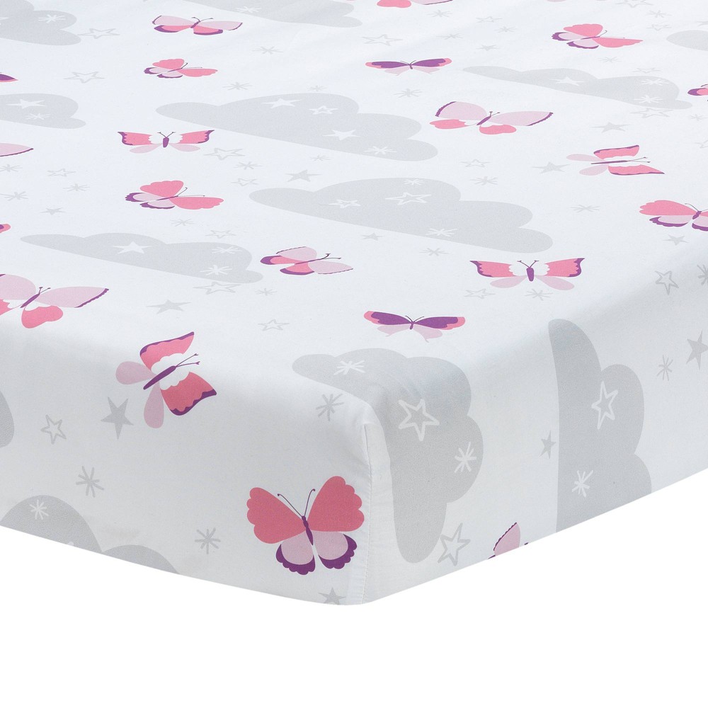 Photos - Bed Linen Bedtime Originals Butterfly Kisses Fitted Crib Sheet