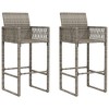vidaXL Patio Bar Stools 2 pcs Gray Poly Rattan - 2 of 4