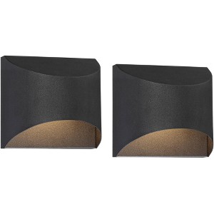Possini Euro Design Ratner Modern Outdoor Wall Light Fixtures Set of 2 Textured Black LED Dark Sky Downlight 5 1/2" for Post Exterior - 1 of 4
