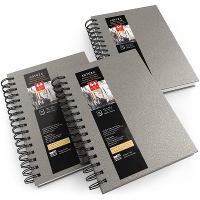 Arteza Watercolor Paper Pad, Spiral-Bound Hardcover, Gray, 5.5"x8.5" - 3 Pack (ARTZ-9146)