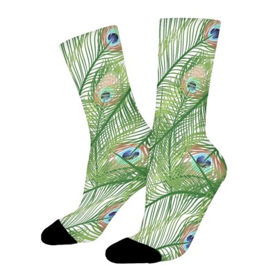 Peacock Feathers Women Printed Crew Socks Funny Funky Socks Soft Polyester Novelty Gifts for Artists Men