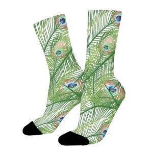 Peacock Feathers Women Printed Crew Socks Funny Funky Socks Soft Polyester Novelty Gifts for Artists Men - 1 of 1