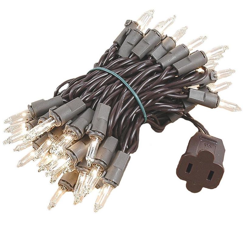 Novelty Lights 50 Light Incandescent Mini Christmas String Lights Brown Wire 11 Feet, 1 of 7