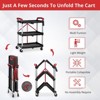 Folding Utility Cart - Heavy Duty 165LB Capacity w/ 360° Wheels (2 Locking) -  3-Tier Collapsible Rolling Cart for Garage, Office, Warehouse, Kitchen - 3 of 4