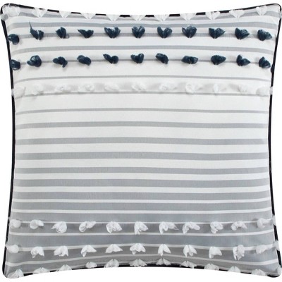 Navy and White Striped Microfiber King Comforter Set