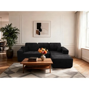 Cloud Plush Corduroy L-Shaped Modular Sectional Sofa with Chaise Lounge, No Assembly, and Plush Fabric - 1 of 4