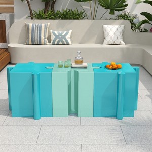 Christopher Knight Home Owen Modern 3-Piece Patio Lightweight Concrete Modular Side Tables Set with Interlocking Design - 1 of 4