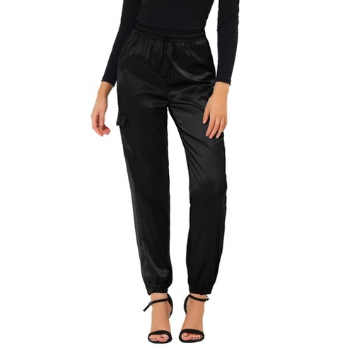 Satin Cargo Pants - Black - Ladies