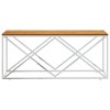 vidaXL Stainless Steel & Solid Acacia Wood Coffee Table - Modern Rectangular Side/Couch Table for Living Room - 3 of 4