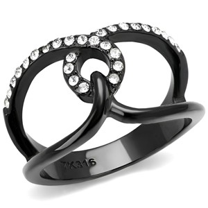 Slickblue Women’s Stainless Steel Ring, Intertwined Knot Design, Clear Crystal, Fashion Ring, Black, Size 5-10 - 1 of 4