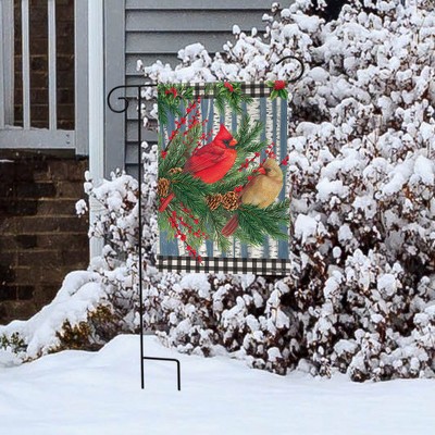 Winter Birch Tree Cardinals Polyester Garden Flag