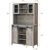 70'' Wine Coffee Bar Cabinet with Storage Hutch, Tall Kitchen Pantry Liquor Cabinet with Sliding Barn Doors for Home Dining Room - 2 of 4