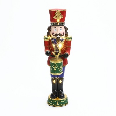 LuxenHome Lighted Nutcracker Drummer, Battery Operated Indoor/Outdoor Christmas Decor