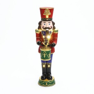 LuxenHome Lighted Nutcracker Drummer, Battery Operated Indoor/Outdoor Christmas Decor - 1 of 4