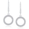 Elegant Geometric CZ Open Circle Drop Earrings - Gold/Silver Plated, Lever Back Bridal & Everyday Jewelry - 2 of 4