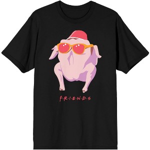 Friends TV Turkey with Hat and Shades Men's Black Graphic Tee - 1 of 1