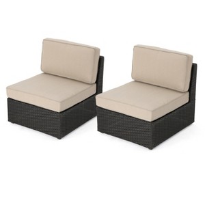GDFStudio Felicity Outdoor Wicker Loveseat with Cushions - 1 of 4