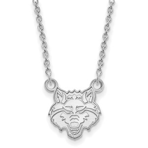Black Bow Jewelry 10k White Gold Arkansas State Red Wolves NCAA Necklace 18 Inch - 1 of 4