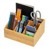 Mind Reader Desktop Organizer, 7-compartment, Office Essentials, Modern, Office, Bamboo, 9.25"L x 7.25"W x 4.5"H, Brown - 4 of 4