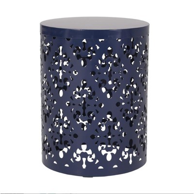 Large Metal Side Table - Navy Blue Finish for Living Room/Patio