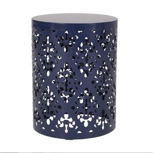 Large Metal Side Table - Navy Blue Finish for Living Room/Patio - 1 of 2