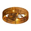 Airsurfer 19" Low Profile Black LED Flush Mount Ceiling Fan with Brown Blades and Remote, Enclosed Cage Design - 2 of 4