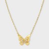 14K Gold Dipped Cubic Zirconia Butterfly Necklace - Gold - 2 of 4