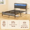 Queen Size Bed Frame with Storage Upholstered Headboard, Queen Bed Frame with LED Lights, Charging Station - 3 of 4