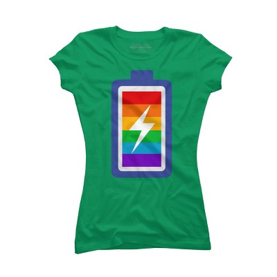 Adult Design By Humans Pride Charging Battery By PINHEAD66 T-Shirt