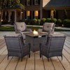 POCASSY 5-Piece Patio Furniture Set with Fire Pit Table, Outdoor Seating Set with 50000 BTU Fire Pit, All-Weather Wicker Patio Bent Armchair - 2 of 4