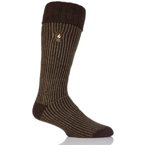 Heat Holders Men's Chris ORIGINAL Ribbed Boot Socks | Warm + Soft, Hiking, Cabin, Hunting, Outdoor, Cozy | 7X Warmer Than Cotton | Size 12-Jul - Brown - 1 of 2