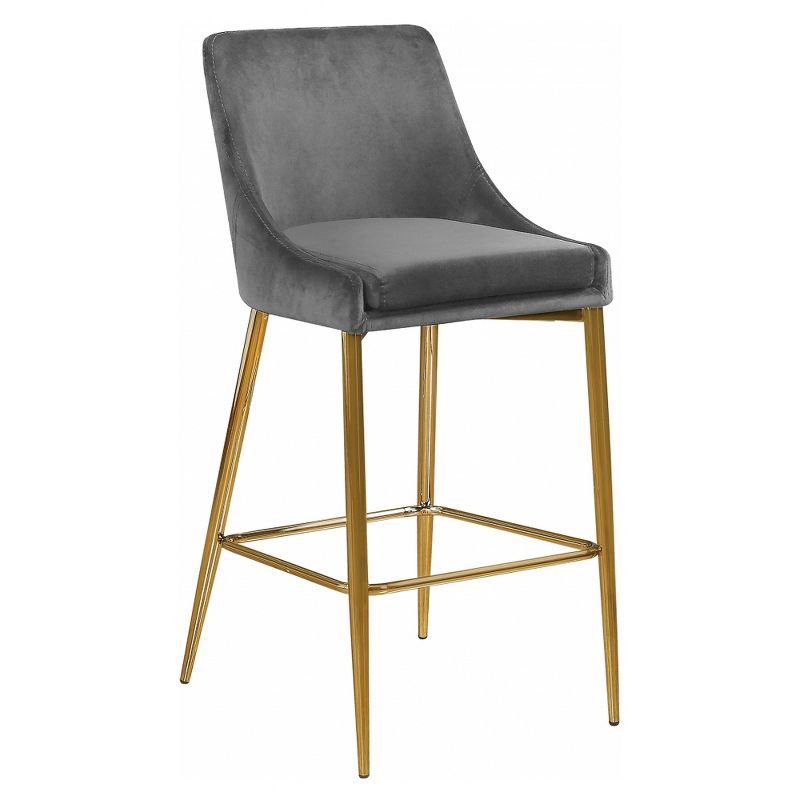 Meridian Furniture Karina Collection Modern Contemporary Velvet Counter Height Stool for Kitchens and Bars with Gold Metal Frame (Set of 2), 1 of 5