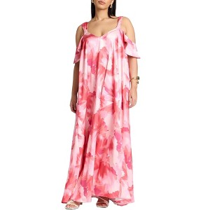 ELOQUII Women's Plus Size Strap Detail Trapeze Gown - 1 of 3