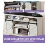 TV Stand with Mount for 70 Inch TV, Corner Entertainment Center with Sliding Barn Doors & Power Outlet , Media Console Table for Living Room - 3 of 4