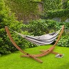 Wood Frame Free Standing Sling Hammock - Navy/White - CorLiving: Outdoor Patio Hammock with Metal Stand & Weather-Resistant Canvas - 2 of 4