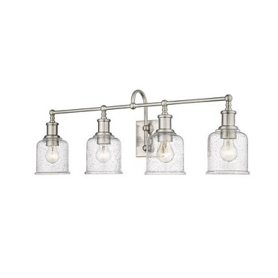 Bryant Brushed Nickel 4-Light Vanity with Seedy Glass Shades