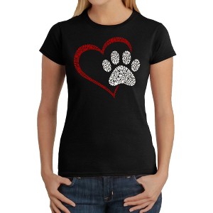 LA Pop Art Paw Heart - Women's Word Art T-Shirt - 1 of 4