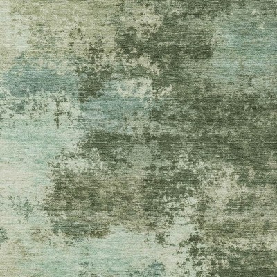 HomeRoots 10' X 14' Artichoke Green And Pale Aqua Abstract Washable Indoor Outdoor Area Rug