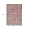 Coral Plum And Blue Floral Washable Indoor Outdoor Area Rug - 3 of 4