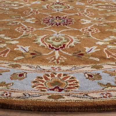 Hand-Tufted Oval Wool Area Rug in Blue and Brown