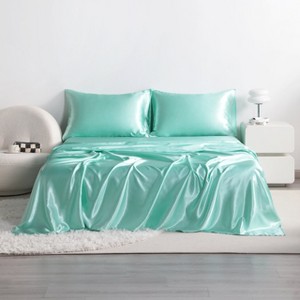 3/4 Pieces Satin Bed Sheet Set, Silky Cooling Soft Sheet Set - NTBAY - 1 of 4
