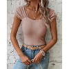 Imily Bela Womens Square Neck Tank Tops Cute Eyelet Cap Sleeve Tee Going Out Slim Fit Backless Shirts - 3 of 4