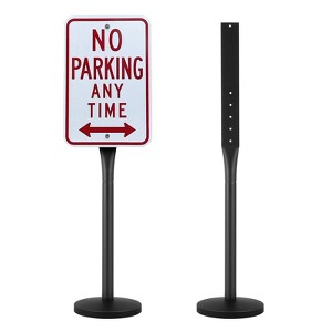 VEVOR Cast Iron Sign Post, 4 ft Portable Heavy Duty Steel Post Sign Holder with Hard Plastic Base & Wheels, U-Channel Sign Stand for Garden - 1 of 4