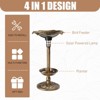 phiestina Outdoor Solar Lighted Pedestal Bird Bath Fountain Decoration with Planter and Feeder, Bronze - 4 of 4